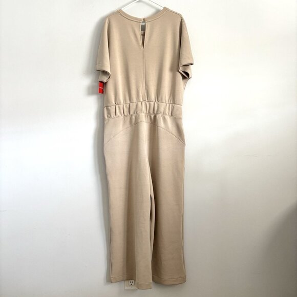 NEW Spanx Air Essentials Short Sleeve Crop Wide Leg Jumpsuit Beige Tahini Sz XL - Picture 8 of 9